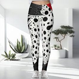 Ovanligt vitt rött och svart Modern Dam Leggings