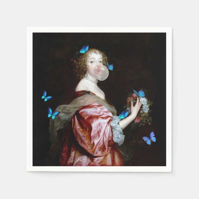 Oväntat inträde för blå fjärilar pappersservett (Framsidan)