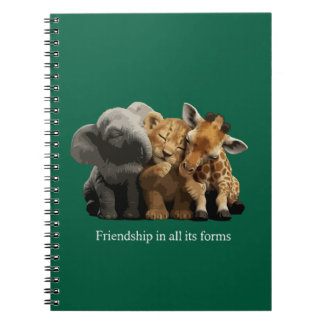 Oväntat vänskap Elefant, Lejon & Giraff Vänskap Anteckningsbok