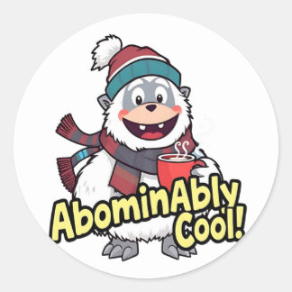 Ovärdig Coola Winter Yeti Design Runt Klistermärke