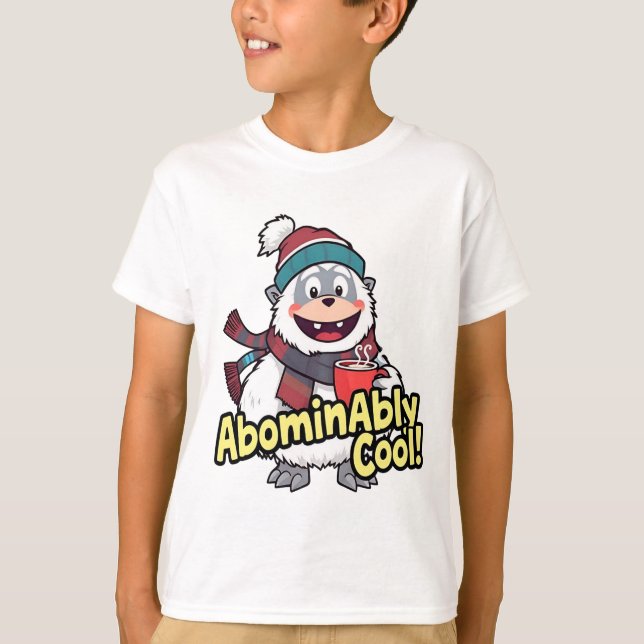 Ovärdig Coola Winter Yeti Design T Shirt (Framsida)