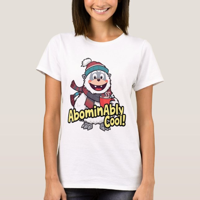 Ovärdig Coola Winter Yeti Design T Shirt (Framsida)