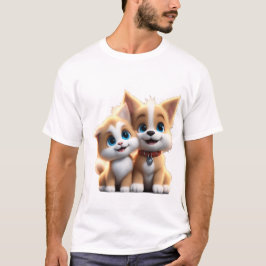 Ovärdig Hund och katt i Kärlek T Shirt