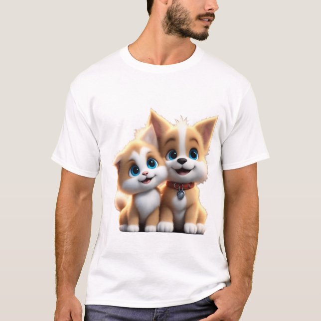 Ovärdig Hund och katt i Kärlek T Shirt (Framsida)