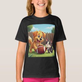 Ovärdig Hund och katt med fotboll T Shirt