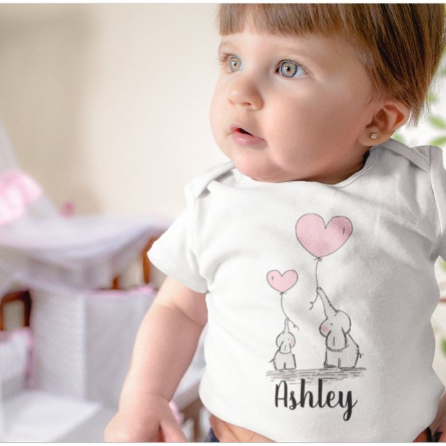 Ovärdig Mamma och Baby Rosa Elephant T Shirt (Skapare uppladdad)
