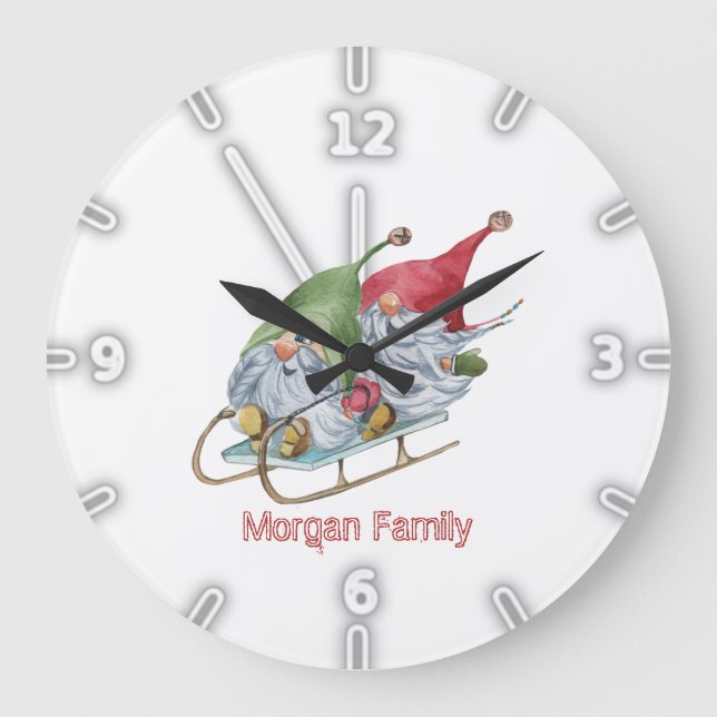 Ovärdiga kornfiskar Sleigh-jul Stor Klocka (Framsida)