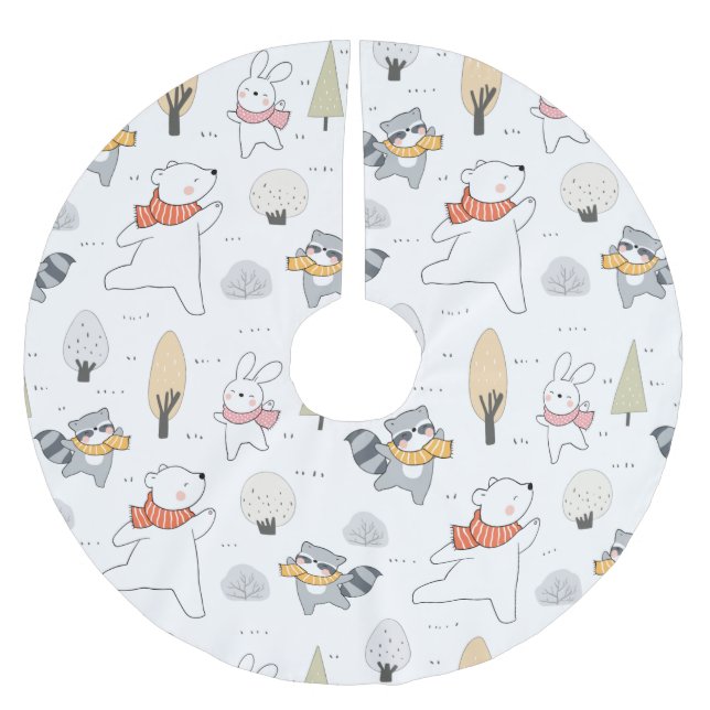 Ovärdiga skogsdjur julgransmatta borstad polyester (Framsidan)