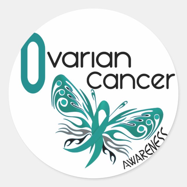 Ovarialcancer BUTTERFLY 3.1 Runt Klistermärke (Framsida)