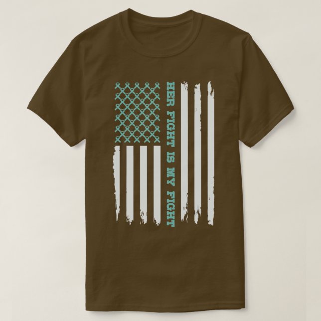 OVARIAN AMERICAN FLAGGA Hennes kamp är min kamp T Shirt (Design framsida)