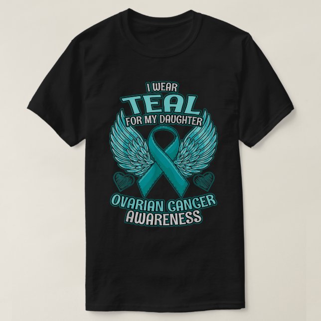 Ovarian Cancer Awareness Daughsupport Ribbon T Shirt (Design framsida)