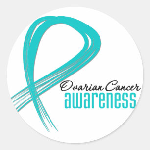 Ovarian Cancer Awareness Grunge Ribbon Runt Klistermärke