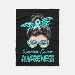 Ovarian Cancer Awareness Messy Bun Teal Ribbon Fleecefilt