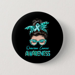 Ovarian Cancer Awareness Messy Bun Teal Ribbon Knapp