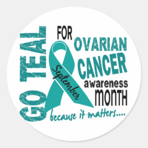 Ovarian Cancer Awareness Month GO TEAL Runt Klistermärke