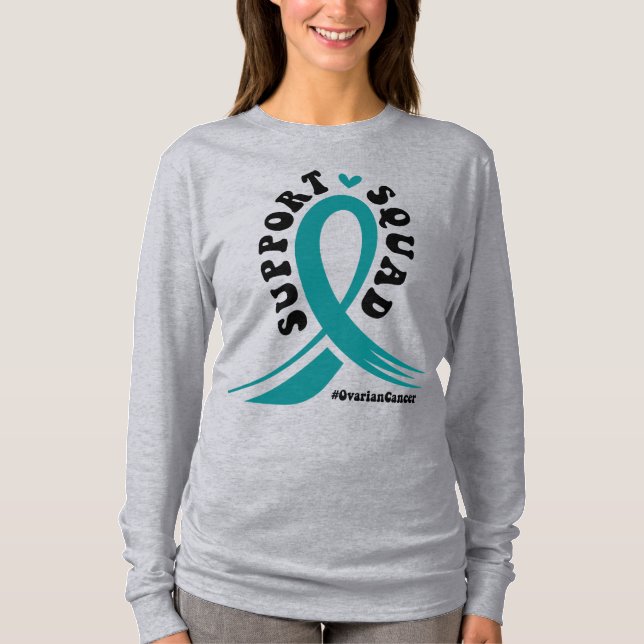 Ovarian Cancer Awareness Month Teal Ribbon T Shirt (Framsida)