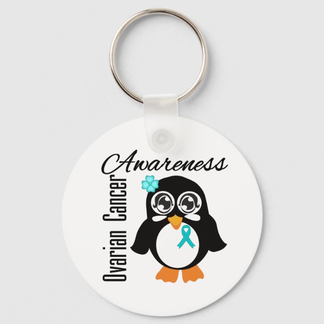 Ovarian Cancer Awareness Penguin Nyckelring (Framsida)