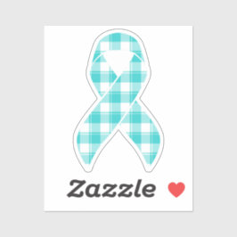 Ovarian Cancer Awareness Plaid Ribbon Teal Klistermärken