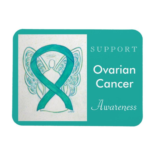 Ovarian Cancer Awareness Ribbon Angel Magnet (Horisontell)