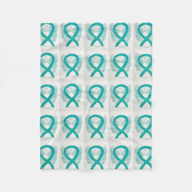 Ovarian Cancer Awareness Ribbon Fleece Blanket (Framsidan)