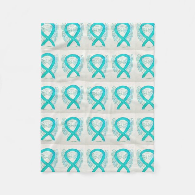 Ovarian Cancer Awareness Ribbon Fleece Blanket (Framsidan)