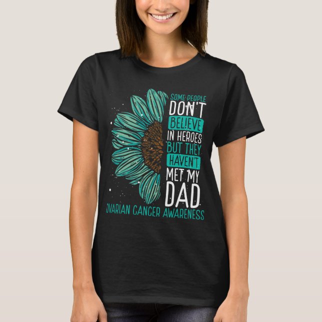 Ovarian Cancer Awareness Ribbon Pappa Warrior T Shirt (Framsida)