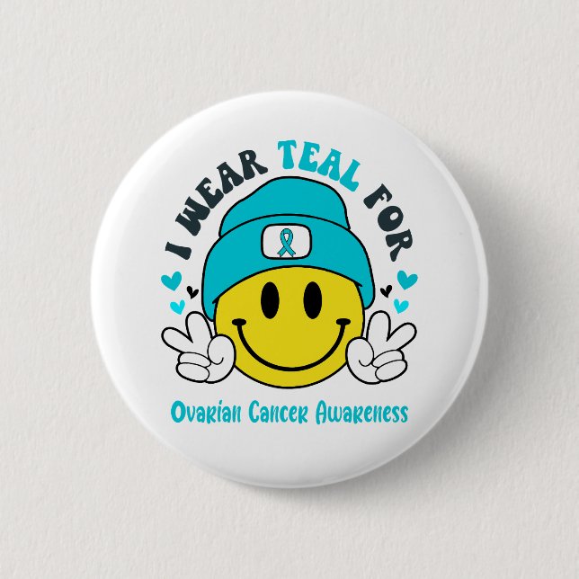 Ovarian Cancer Awareness Ribbon Support Gifts Knapp (Framsida)