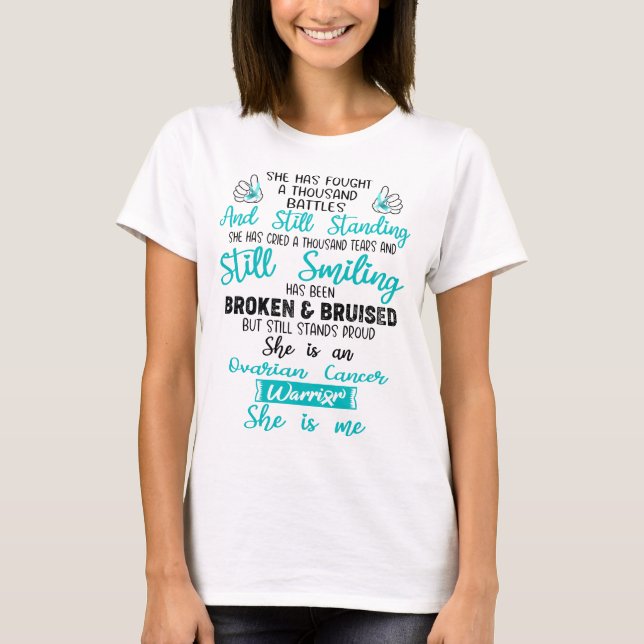 Ovarian Cancer Awareness Ribbon Support Gifts T Shirt (Framsida)