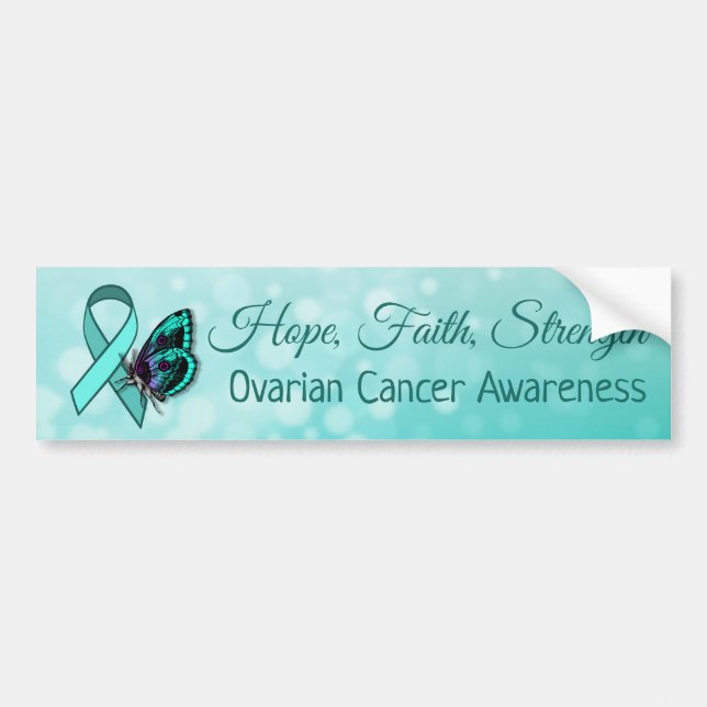 Ovarian Cancer Awareness Teal Butterfly Ribbon Bildekal (Framsidan)