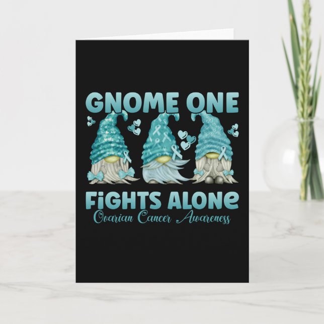 Ovarian Cancer Awareness Teal Ribbon Gnome Kort (Framsida)