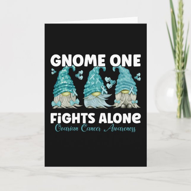 Ovarian Cancer Awareness Teal Ribbon Gnome Kort (Framsida)