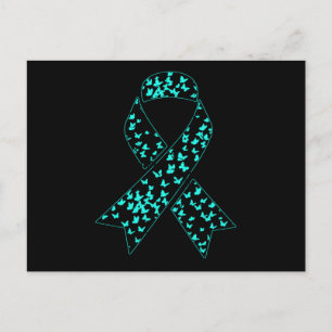 Ovarian Cancer Awareness Teal Ribbon Inbjudan Vykort