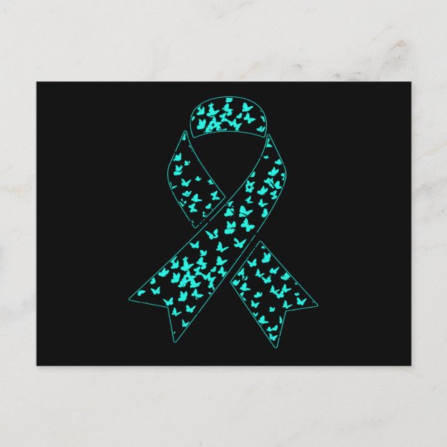Ovarian Cancer Awareness Teal Ribbon Inbjudan Vykort (Framsida)