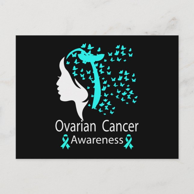 Ovarian Cancer Awareness Teal Ribbon Meddelande Vykort (Framsida)
