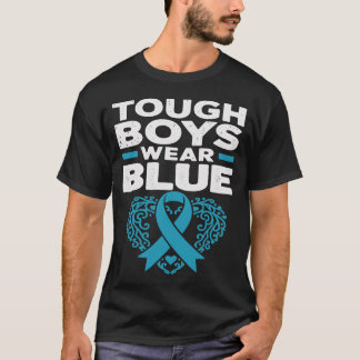Ovarian Cancer Awareness Tuff Boys Blue Ribbon T Shirt