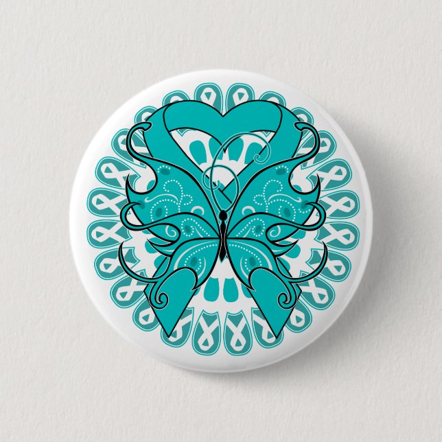 Ovarian Cancer Butterfly Circle of Rosett band Knapp (Framsida)