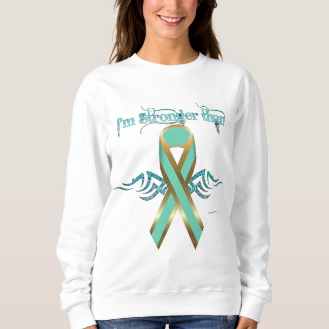 Ovarian Cancer Dam Sweatshirt T Shirt (Framsida)
