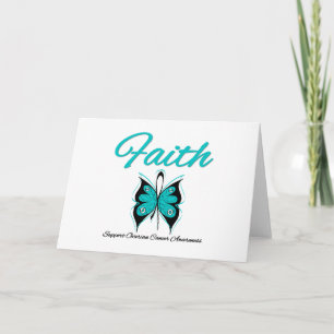 Ovarian Cancer Faith Butterfly Ribbon Kort