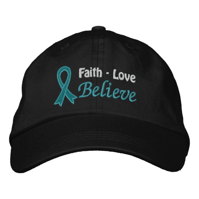Ovarian Cancer Faith Kärlek Tro Broderad Keps (Framsida)