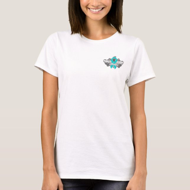 Ovarian Cancer Fighter Vingar Tee (Framsida)