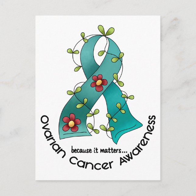 Ovarian Cancer FLOWER RIBBON 1 Vykort (Framsida)