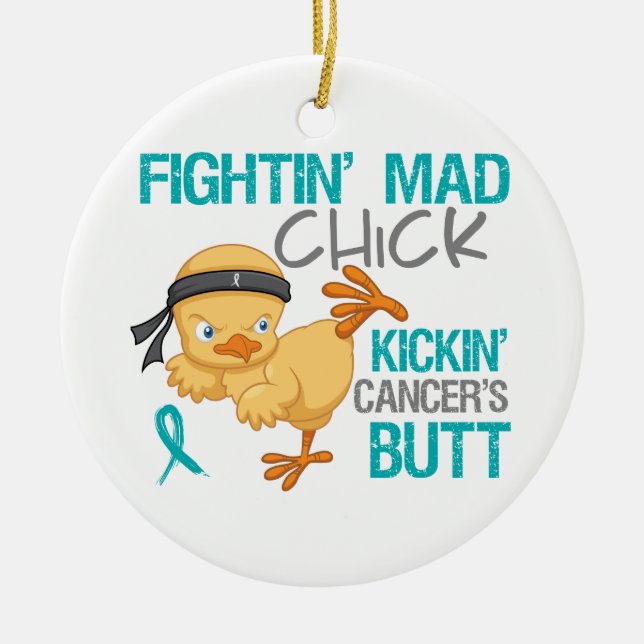 Ovarian cancer för Fightin chick Julgransprydnad Keramik (Framsidan)