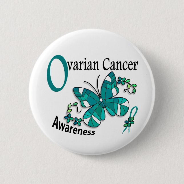 Ovarian cancer för målat glassfjäril 2 knapp (Framsida)