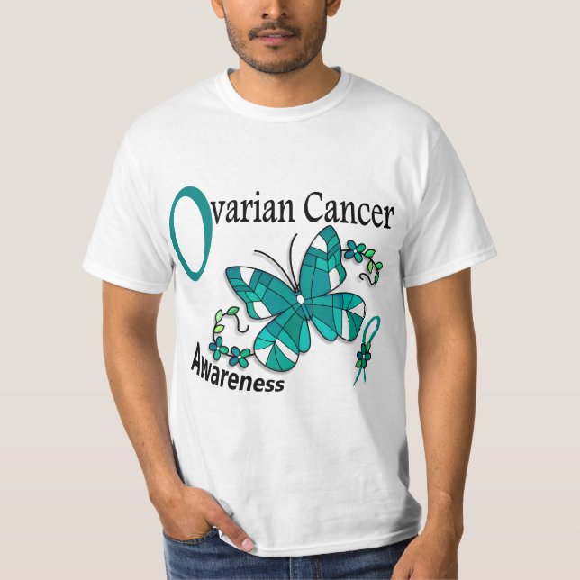 Ovarian cancer för målat glassfjäril 2 tee (Framsida)