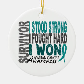 Ovarian cancer för överlevande 4 julgransprydnad keramik