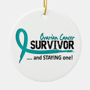Ovarian cancer för överlevande 8 julgransprydnad keramik