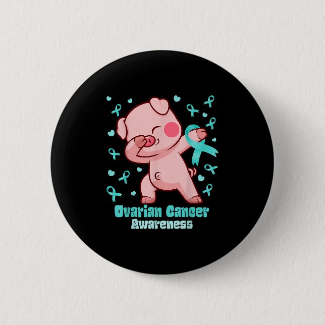 Ovarian Cancer Funny Dabbing Gris Warrior Knapp (Framsida)