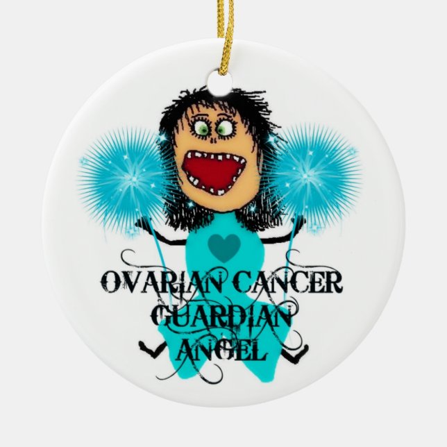 Ovarian Cancer Guardian Angel Julgransprydnad Keramik (Framsidan)