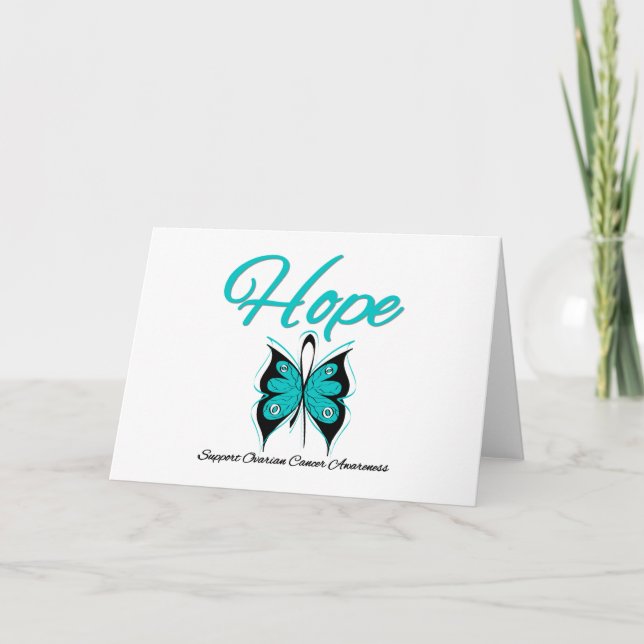 Ovarian Cancer Hope Butterfly Ribbon Kort (Framsida)