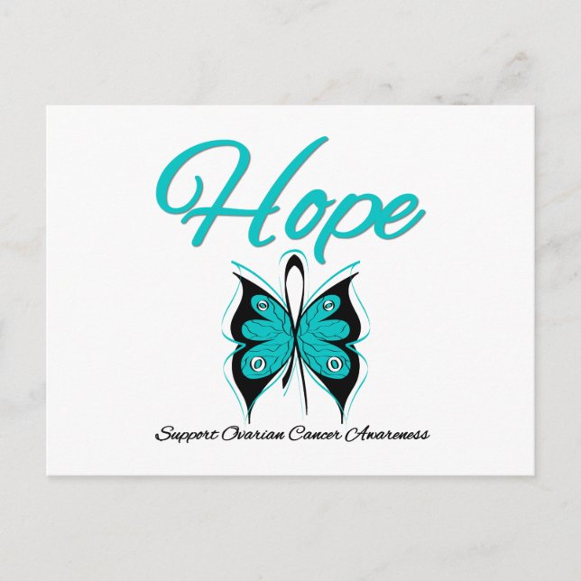 Ovarian Cancer Hope Butterfly Ribbon Vykort (Framsida)